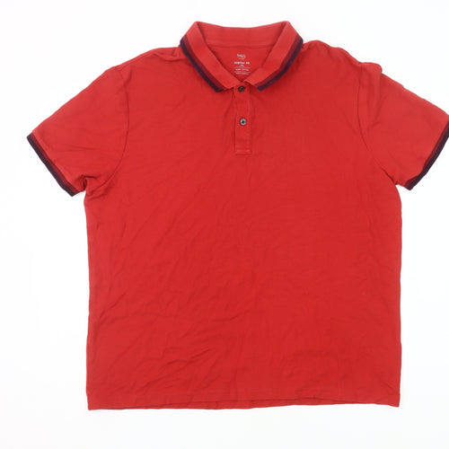 Marks and Spencer Men’s Red 2XL Cotton Polo Shirt Casual