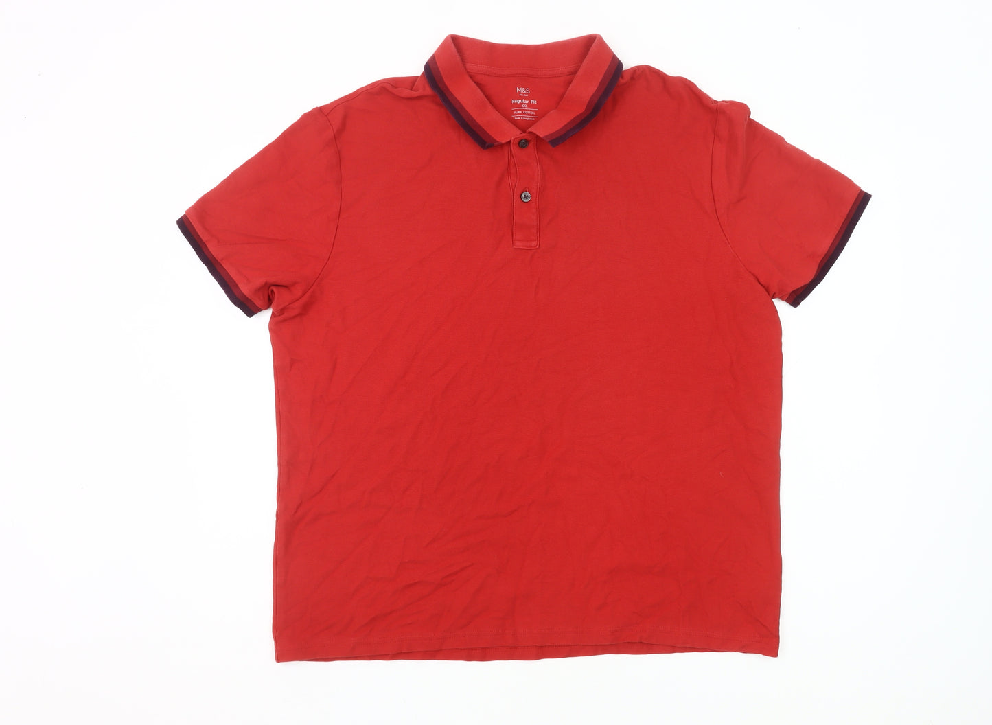 Marks and Spencer Men’s Red 2XL Cotton Polo Shirt Casual