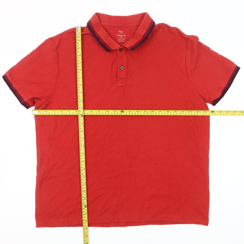 Marks and Spencer Men’s Red 2XL Cotton Polo Shirt Casual