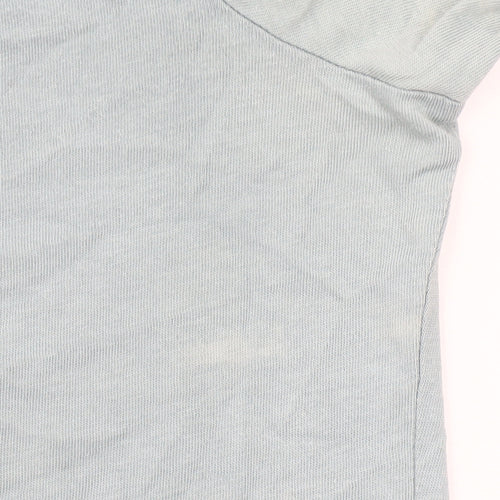 Cotton Traders Women Blue Size 14 Tunic Ruffle Neck Long Sleeve Top