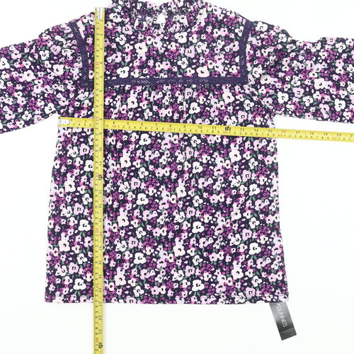 Dunnes Girls Multicoloured Floral High Neck Long Sleeve Tunic Blouse 10Y