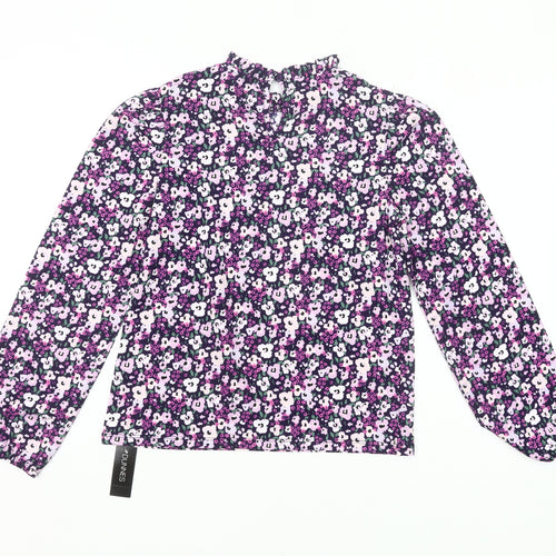 Dunnes Girls Multicoloured Floral High Neck Long Sleeve Tunic Blouse 10Y