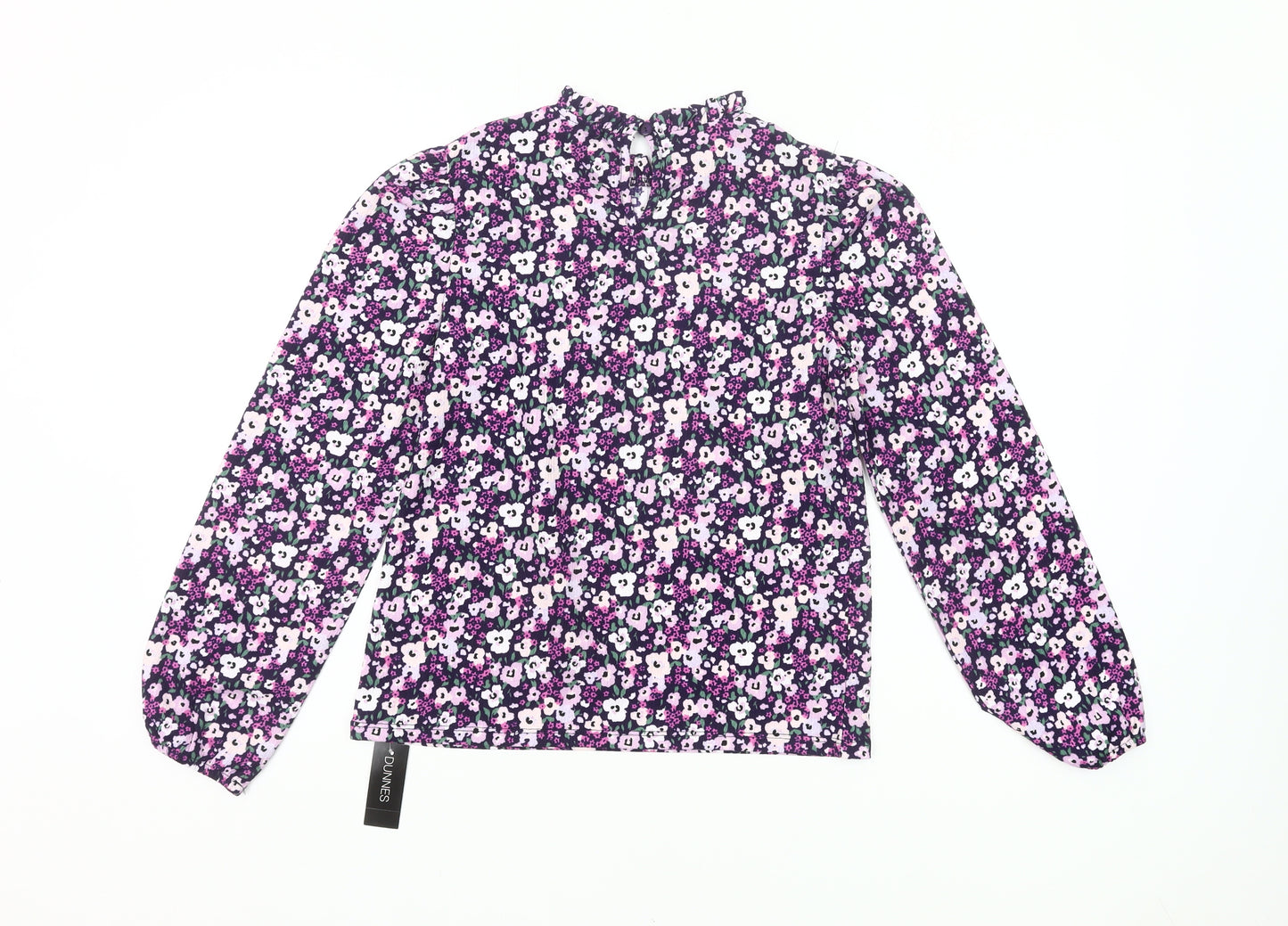 Dunnes Girls Multicoloured Floral High Neck Long Sleeve Tunic Blouse 10Y