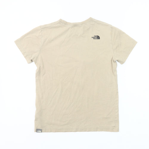 The North Face Boys Beige Graphic Logo Cotton T-Shirt Size L Youth