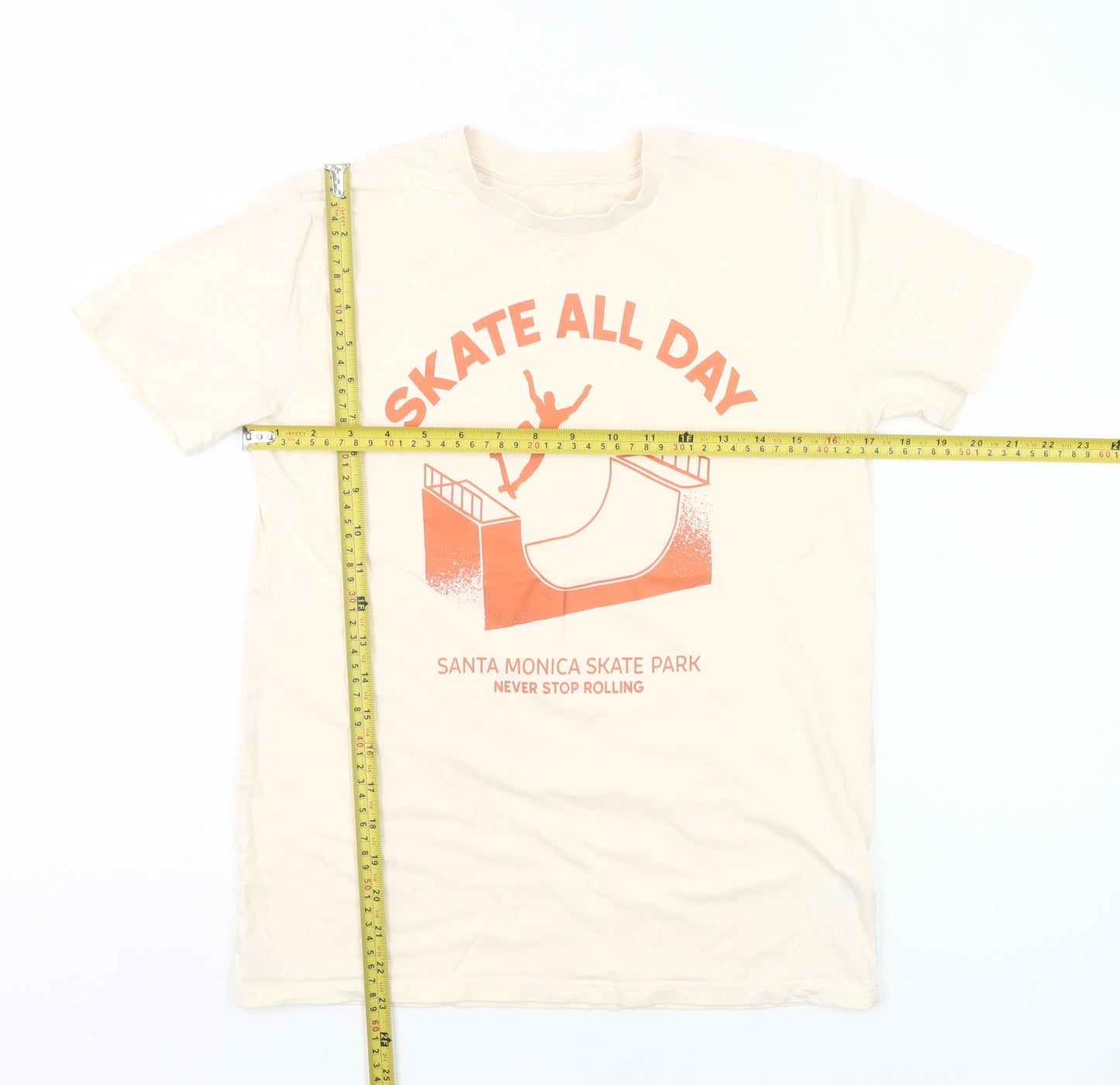 Dunnes Stores Boys Beige Skate Graphic T-Shirt Size L 85cm