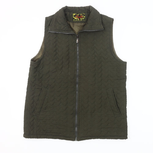 Baihe Women's Green Quilted Sleeveless Waistcoat XL Zip Pockets