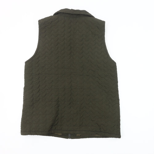 Baihe Women's Green Quilted Sleeveless Waistcoat XL Zip Pockets