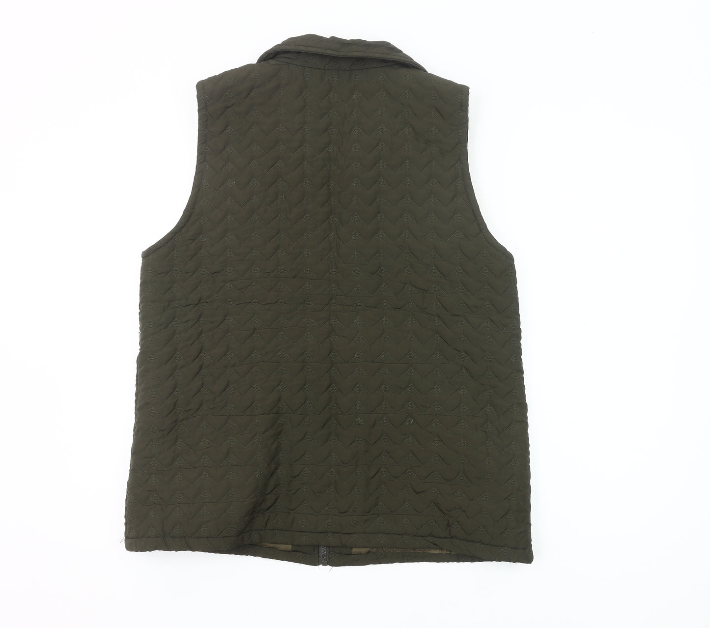 Baihe Women's Green Quilted Sleeveless Waistcoat XL Zip Pockets