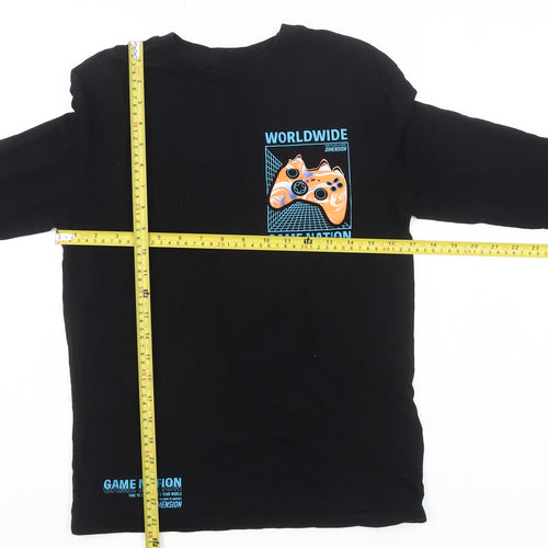 Marks and Spencer Boys Black 12-13 Years Long Sleeve Gaming Pyjama Top