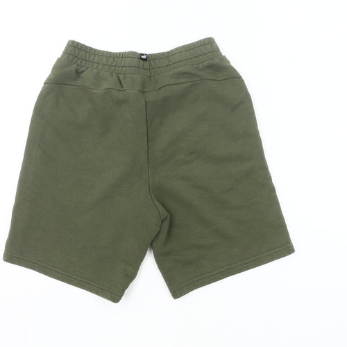 Puma Boys Green Sweat Shorts 11-12 Years Regular Fit Sports Activewear