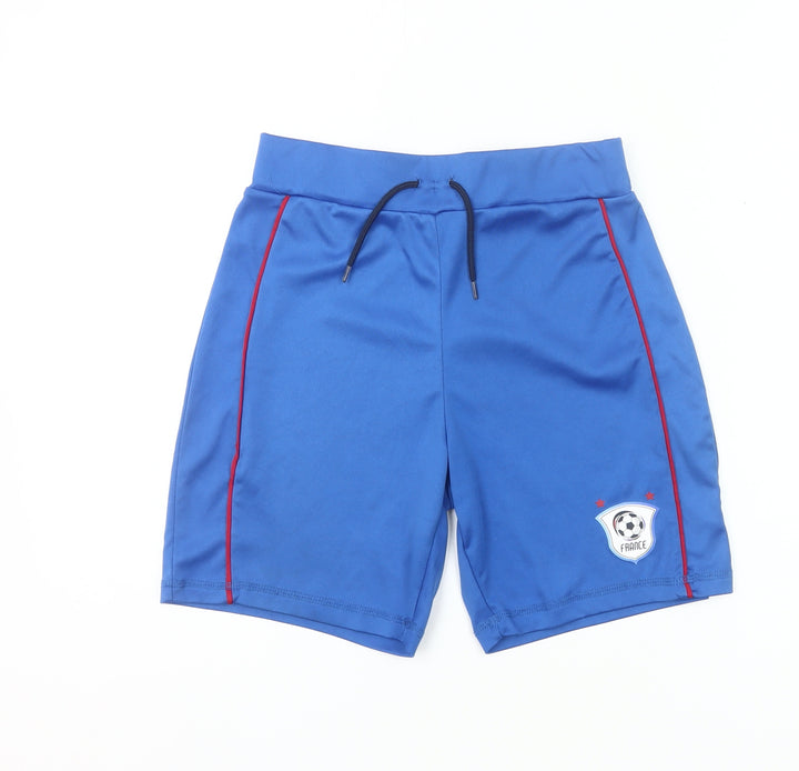 Dunnes Stores Boys Blue Athletic Football Shorts L 27in Waist Drawstring