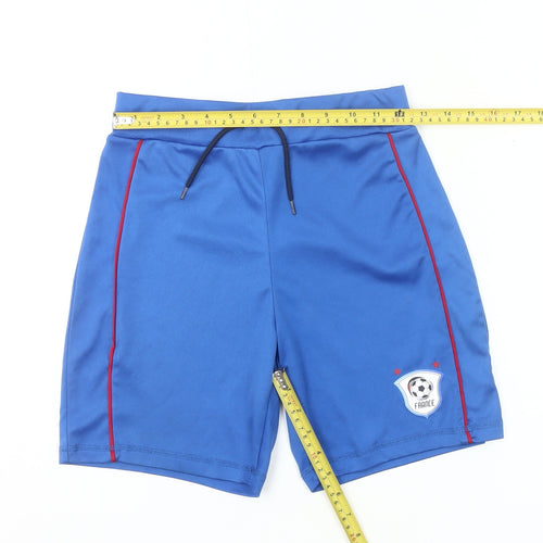 Dunnes Stores Boys Blue Athletic Football Shorts L 27in Waist Drawstring