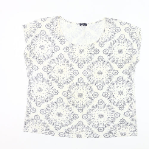 Gap Women Ivory Paisley Print Scoop Neck T-Shirt Size M
