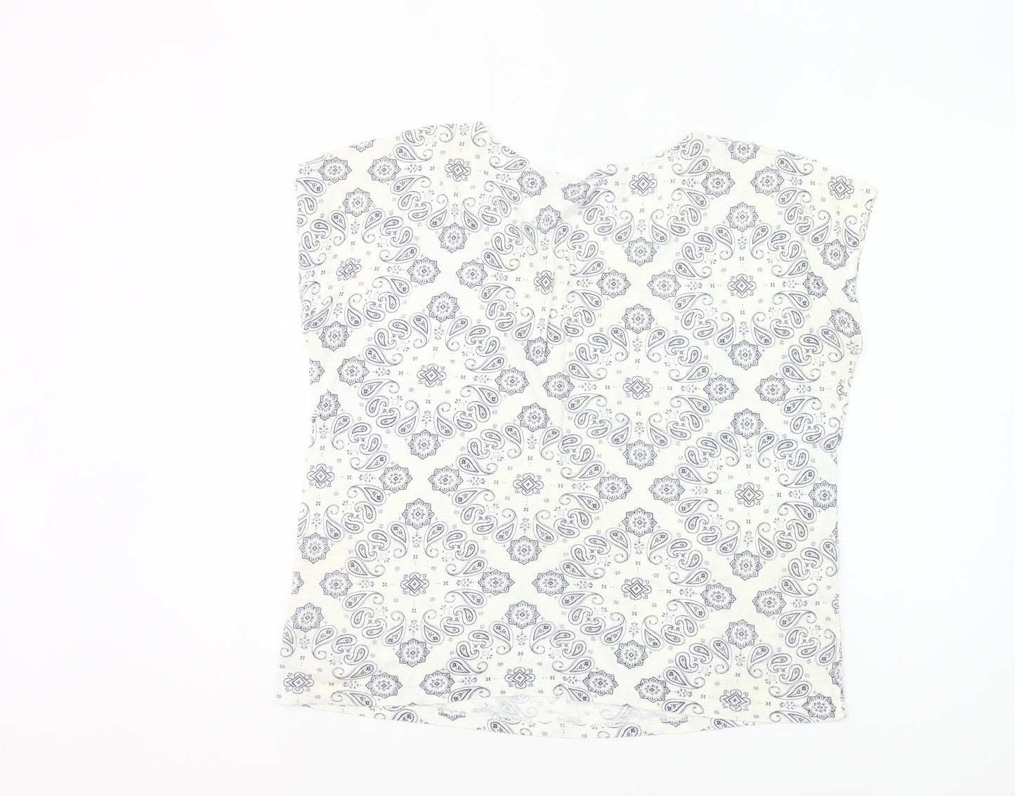 Gap Women Ivory Paisley Print Scoop Neck T-Shirt Size M