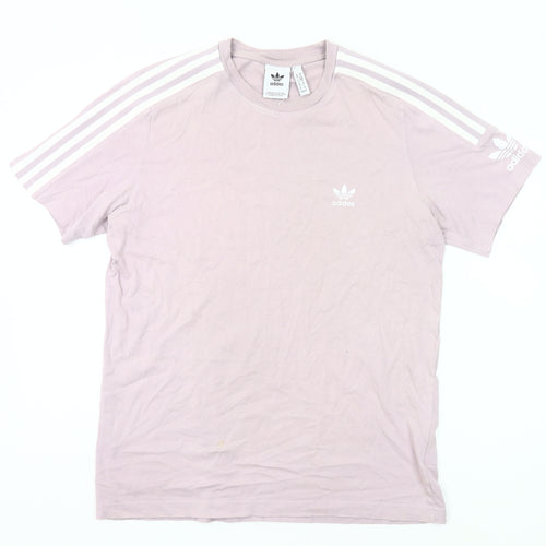 Adidas Womens Pink Cotton T-Shirt UK M Casual Crew Neck Short Sleeve