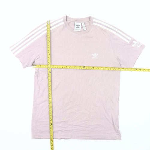 Adidas Womens Pink Cotton T-Shirt UK M Casual Crew Neck Short Sleeve