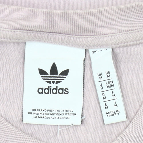 Adidas Womens Pink Cotton T-Shirt UK M Casual Crew Neck Short Sleeve