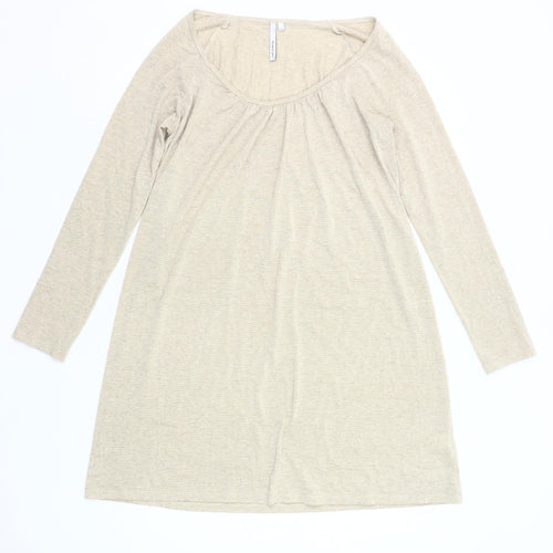 Michael Stars Women’s Beige Shift Dress M Long Sleeve Scoop Neck