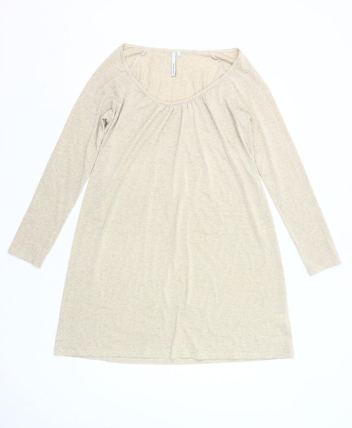 Michael Stars Women’s Beige Shift Dress M Long Sleeve Scoop Neck