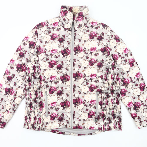 Paco Boutique Womens Multicoloured Floral Puffer Jacket Size 18