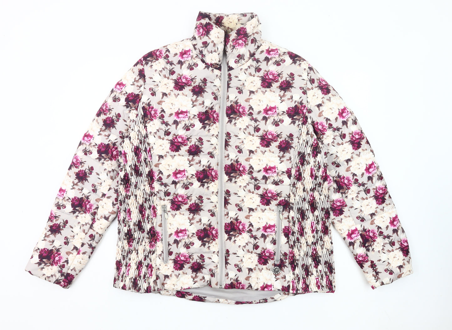 Paco Boutique Womens Multicoloured Floral Puffer Jacket Size 18