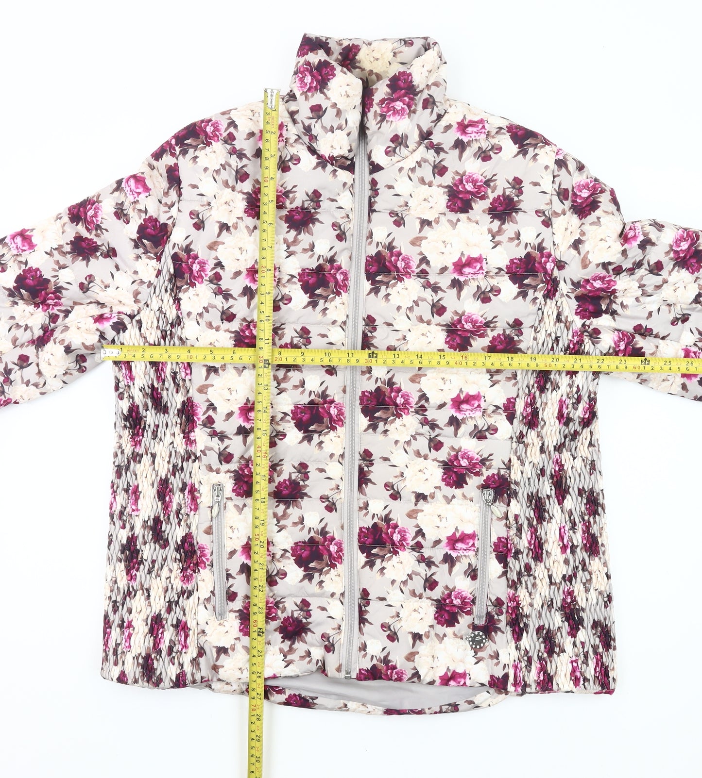 Paco Boutique Womens Multicoloured Floral Puffer Jacket Size 18