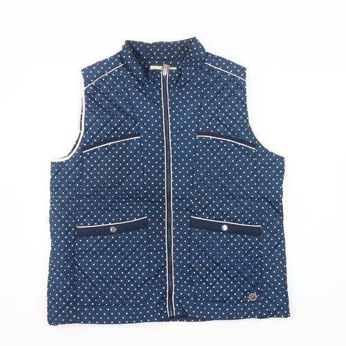 Paco Boutique Womens Blue Polka Dot Quilted Zip Waistcoat Size 18