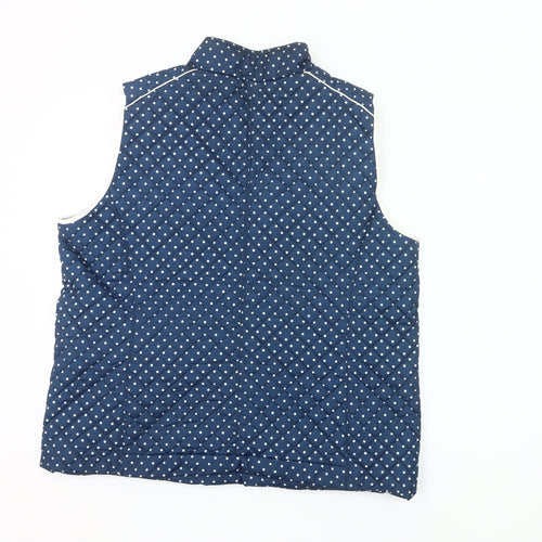 Paco Boutique Womens Blue Polka Dot Quilted Zip Waistcoat Size 18