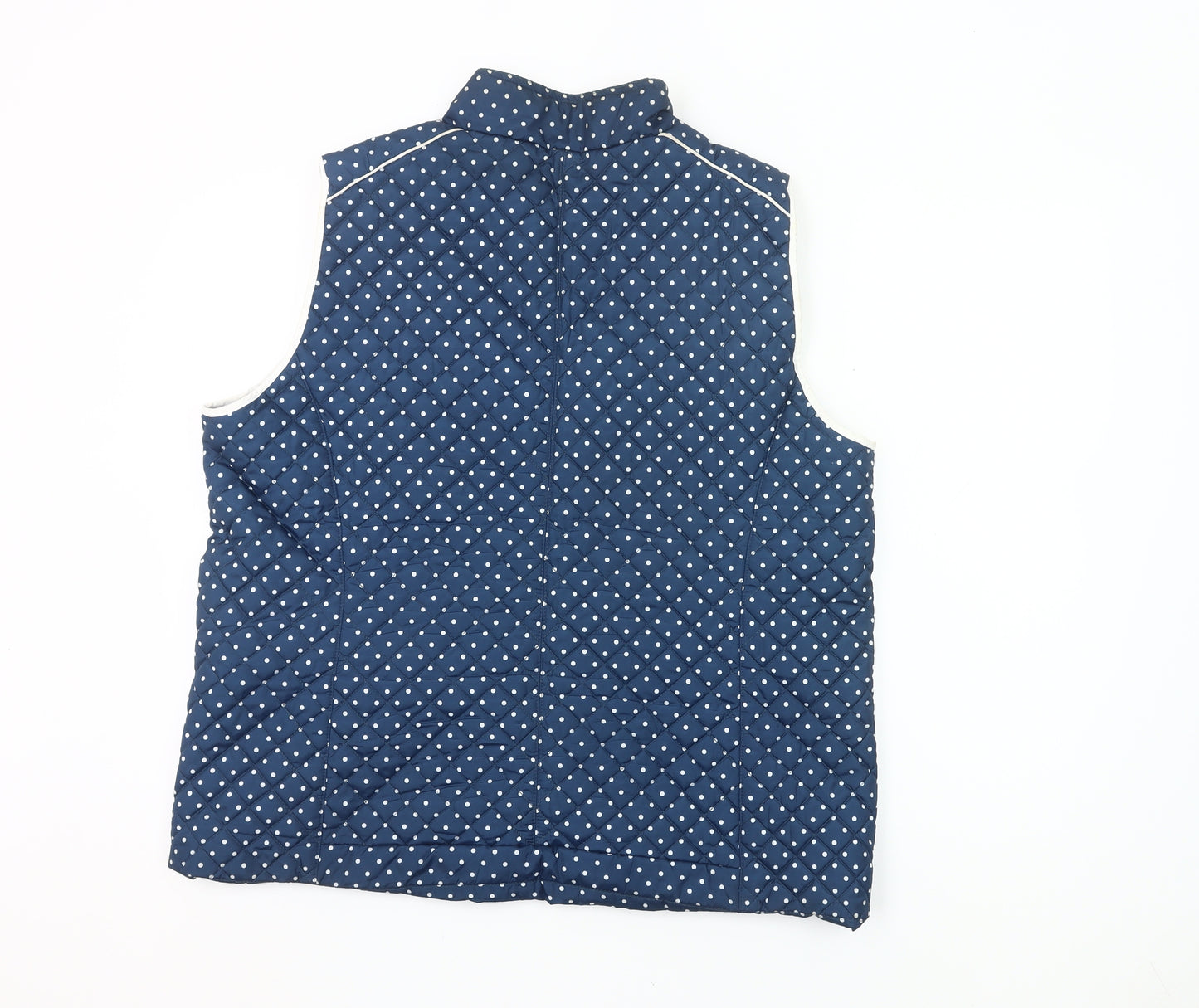 Paco Boutique Womens Blue Polka Dot Quilted Zip Waistcoat Size 18