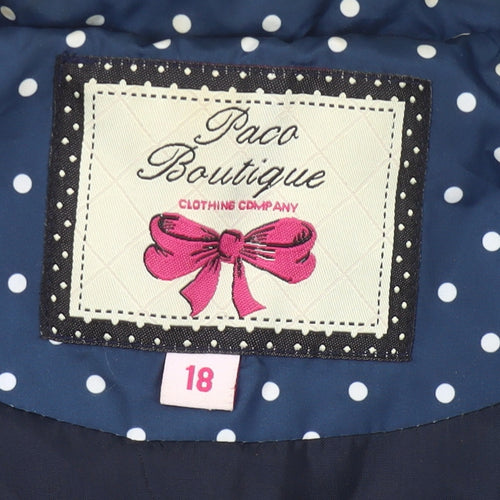 Paco Boutique Womens Blue Polka Dot Quilted Zip Waistcoat Size 18