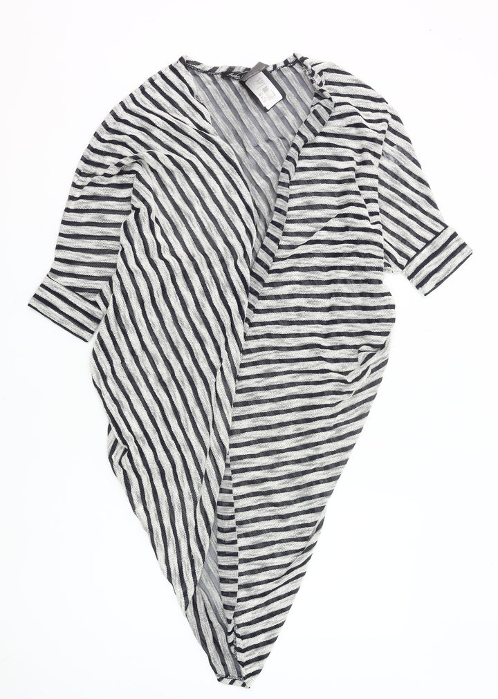 Sophie B Women’s Black White Striped Cape Cardigan Size 14