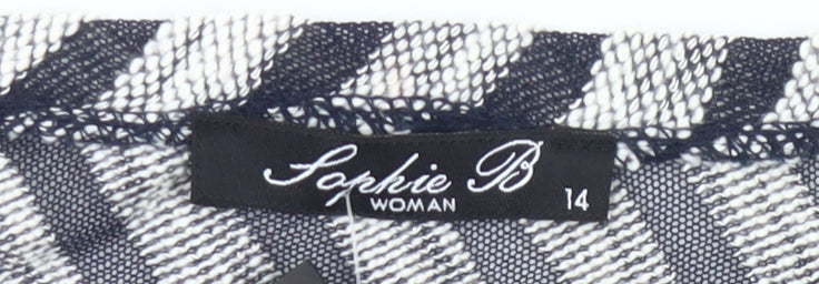 Sophie B Women’s Black White Striped Cape Cardigan Size 14