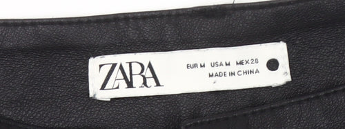 Zara Women Black Faux Leather Tapered Trousers Size 12