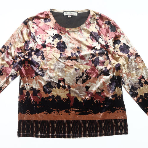 Paco Boutique Womens Multicoloured Velvet Floral Blouse Size 16