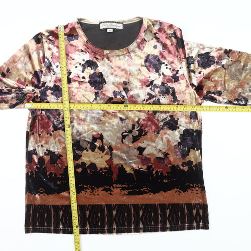 Paco Boutique Womens Multicoloured Velvet Floral Blouse Size 16