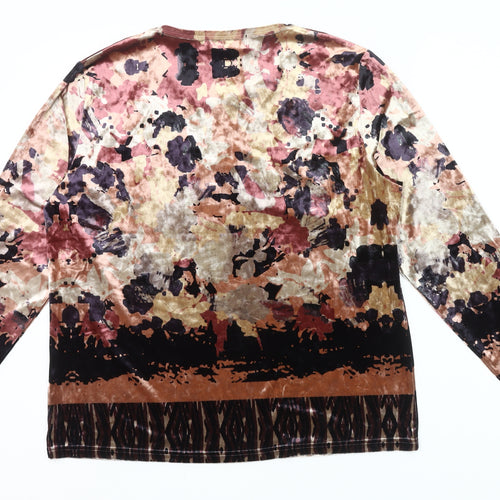 Paco Boutique Womens Multicoloured Velvet Floral Blouse Size 16