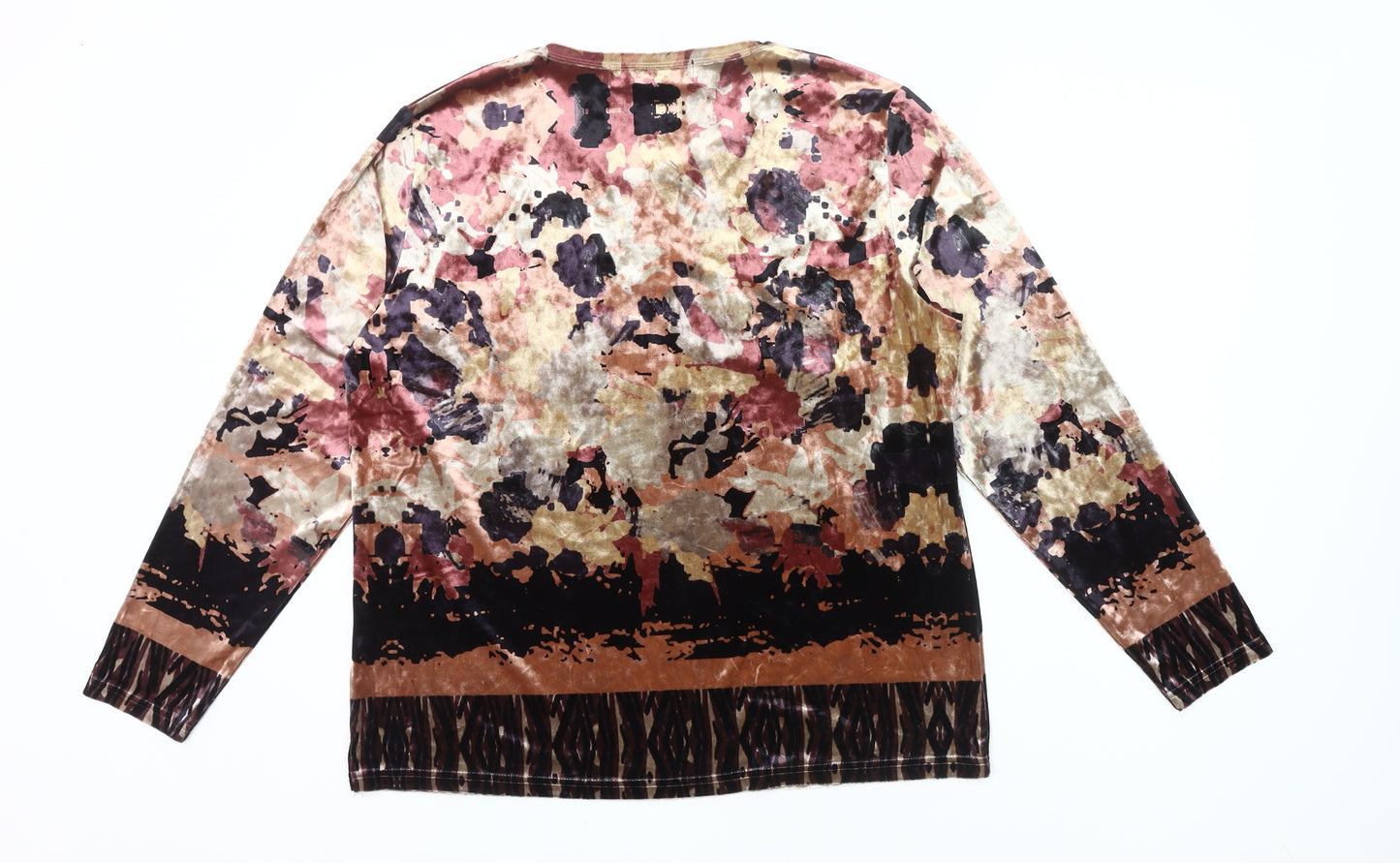 Paco Boutique Womens Multicoloured Velvet Floral Blouse Size 16