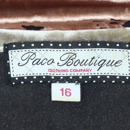Paco Boutique Womens Multicoloured Velvet Floral Blouse Size 16