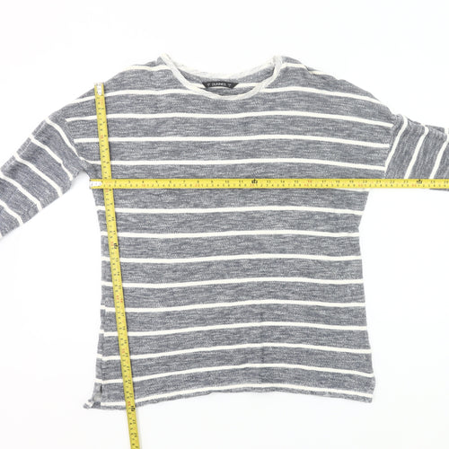 Dunnes Women’s Grey Striped Long Sleeve Knit T-Shirt Size 8