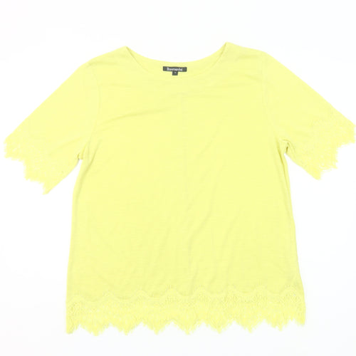 Bonmarché Women’s Yellow Lace Trim Short Sleeve T-Shirt Size 12