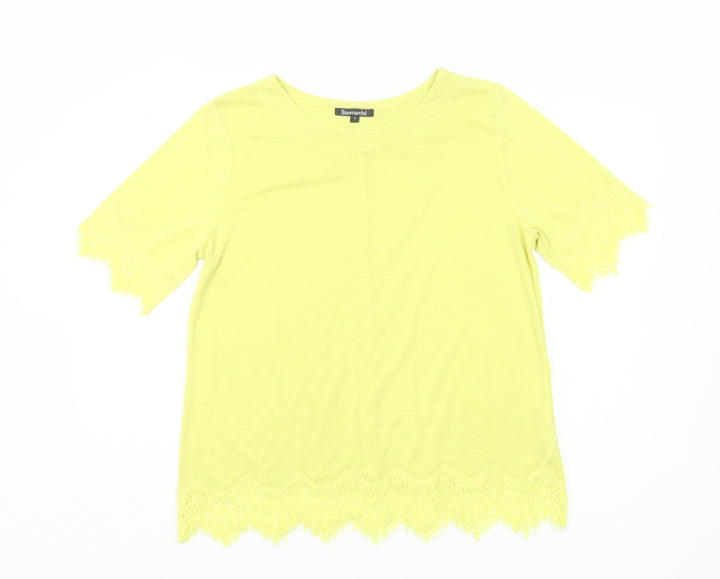 Bonmarché Women’s Yellow Lace Trim Short Sleeve T-Shirt Size 12