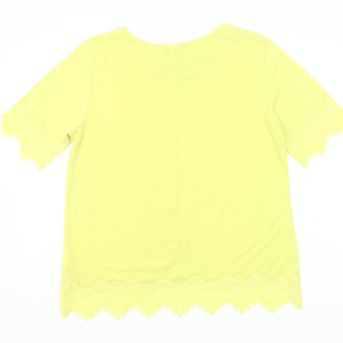 Bonmarché Women’s Yellow Lace Trim Short Sleeve T-Shirt Size 12