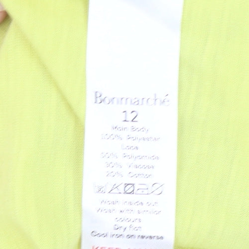 Bonmarché Women’s Yellow Lace Trim Short Sleeve T-Shirt Size 12