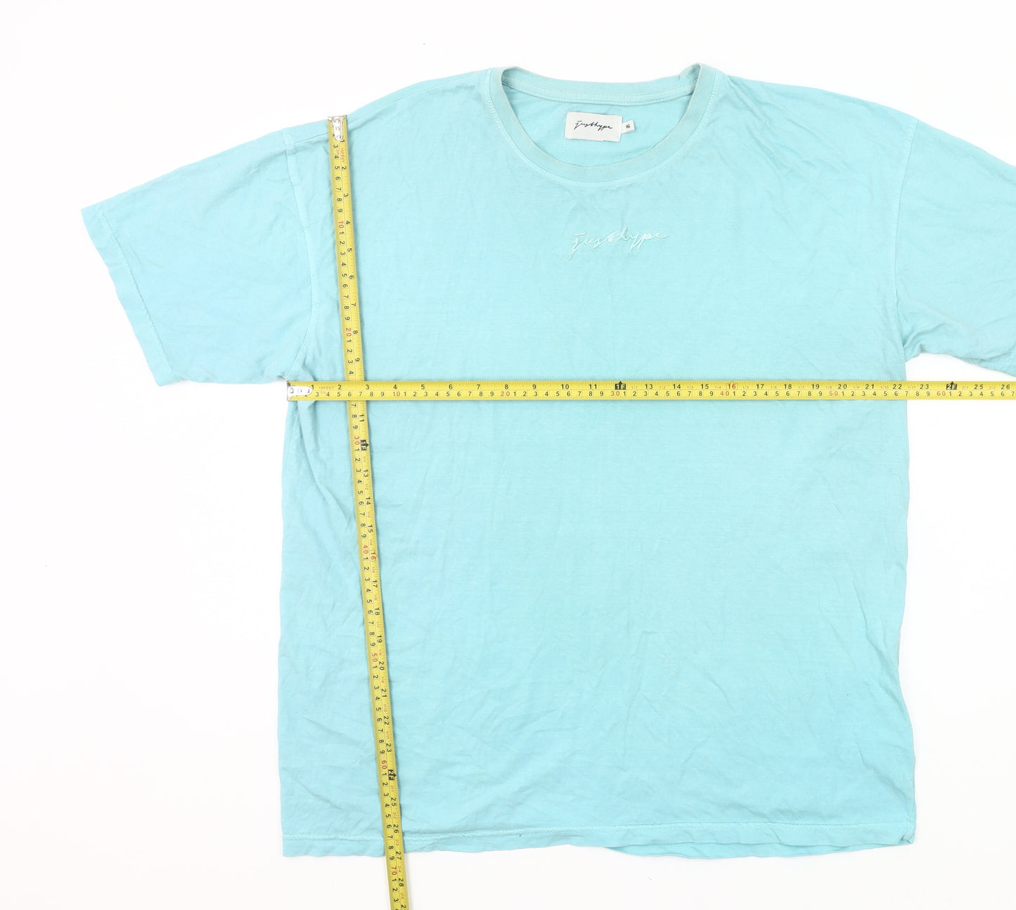 Hype Women's Blue Size 16 Cotton Crew Neck Short Sleeve T-Shirt