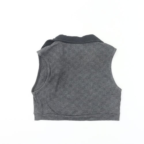 Reclaimed Vintage Women’s Grey Collared Cropped Tank Top UK 10