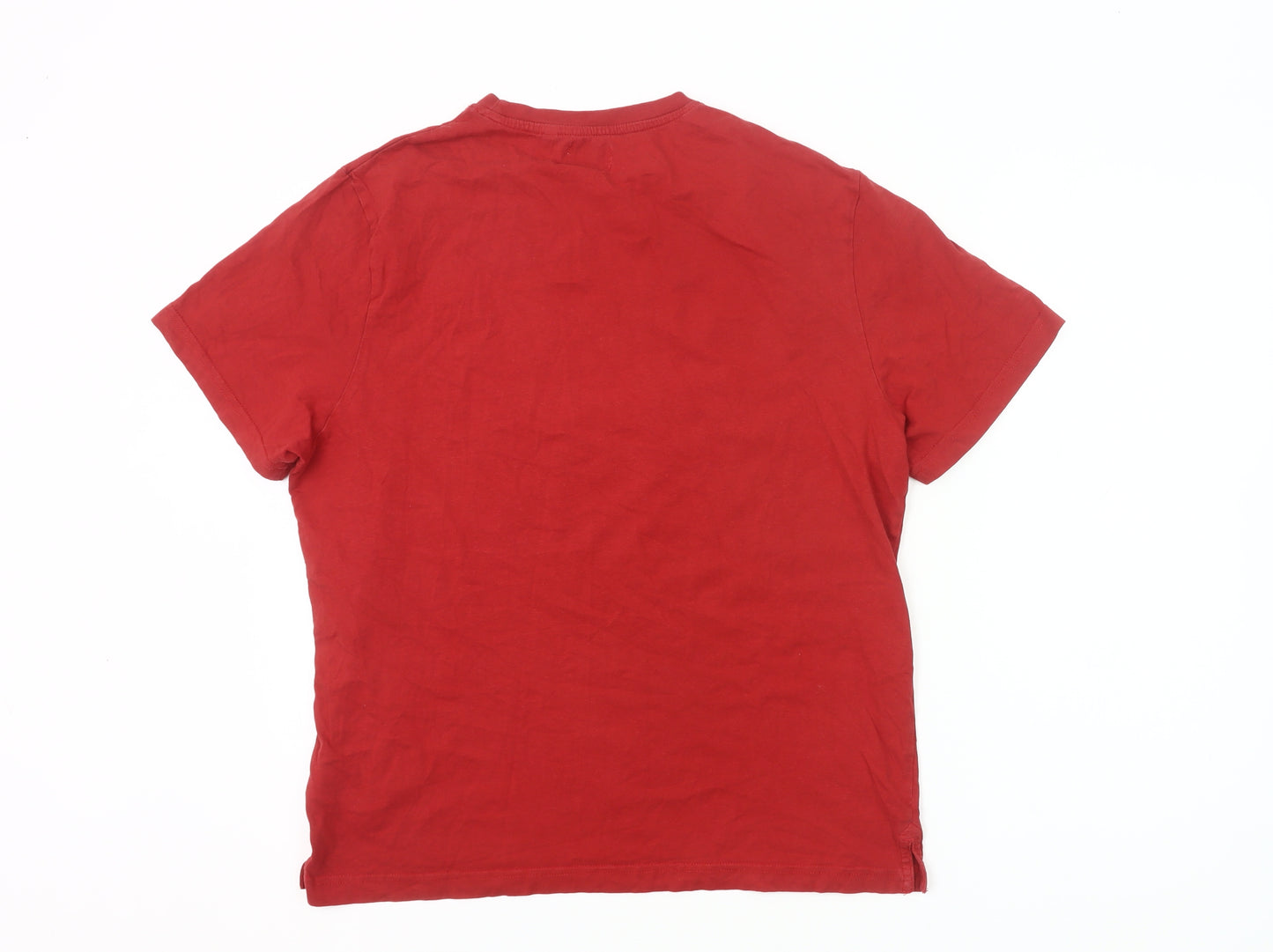 Lee Cooper Men's Red Graphic Logo Crew Neck Cotton T-Shirt L