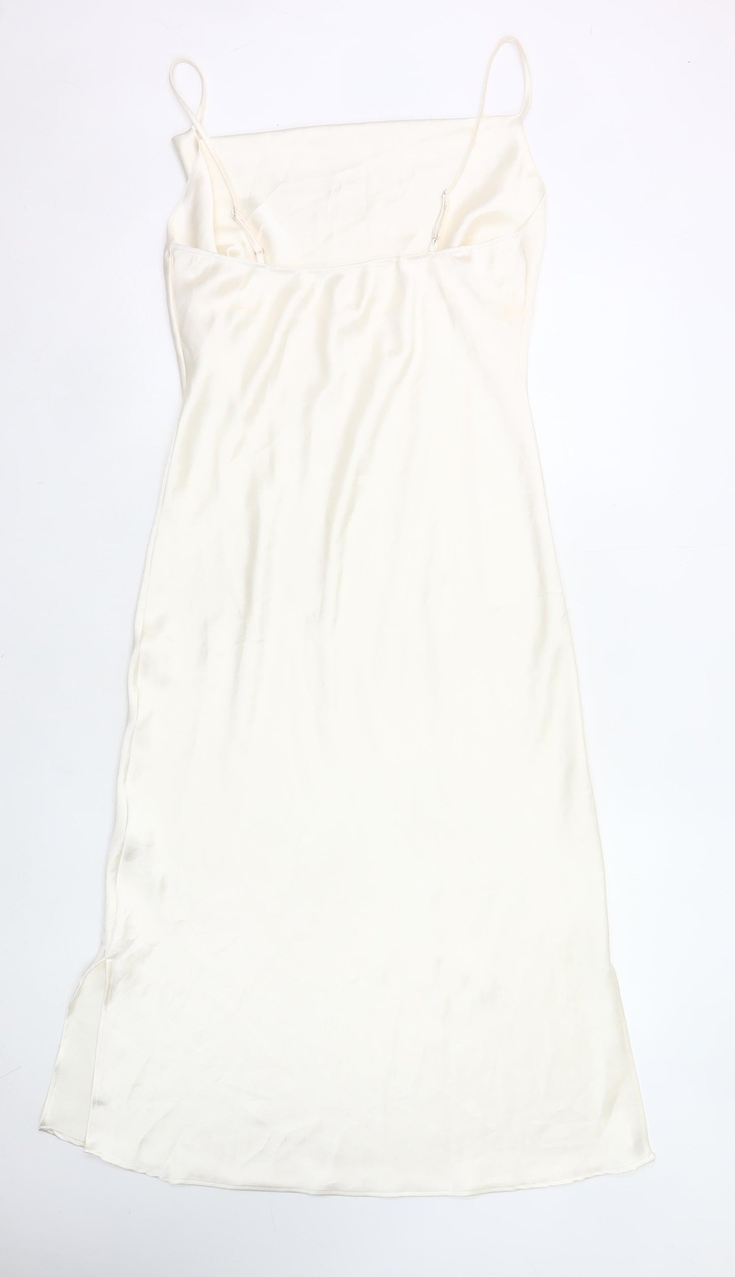 Savida Womens Ivory Size 12 Slip Dress Midi Cowl Neck Polyester