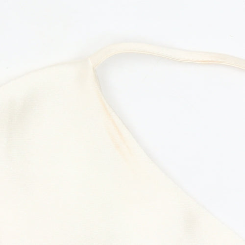 Savida Womens Ivory Size 12 Slip Dress Midi Cowl Neck Polyester
