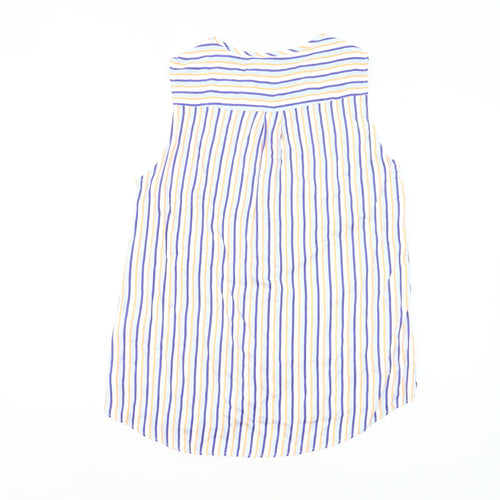 Meadows & Byrne Women’s Multicoloured Striped Sleeveless Viscose Button-Up Shirt Top M