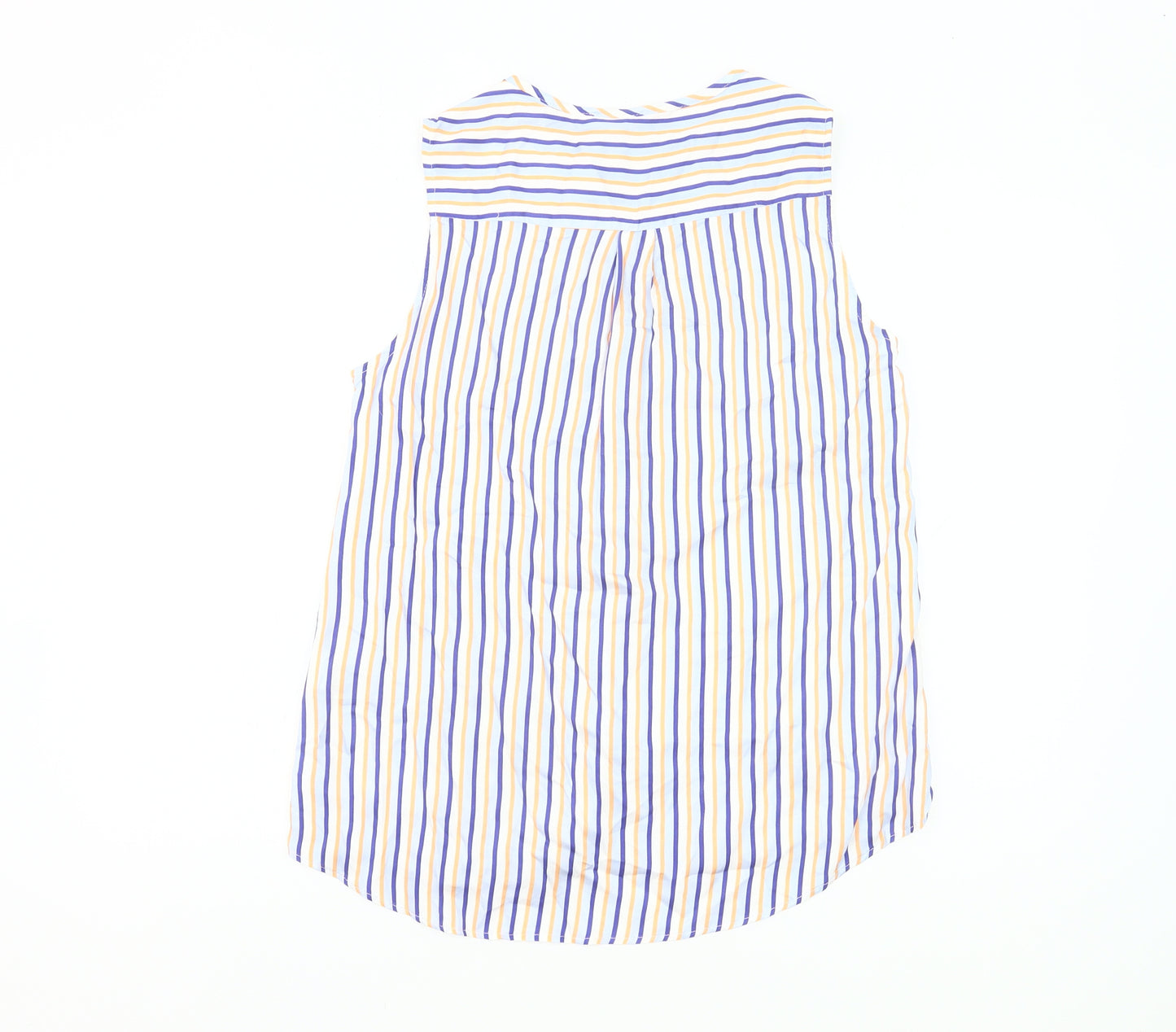 Meadows & Byrne Women’s Multicoloured Striped Sleeveless Viscose Button-Up Shirt Top M